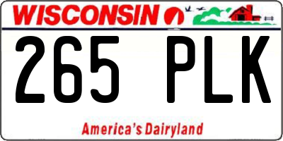 WI license plate 265PLK