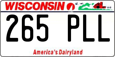WI license plate 265PLL