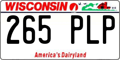 WI license plate 265PLP