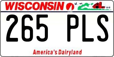 WI license plate 265PLS