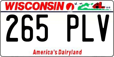WI license plate 265PLV