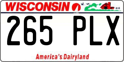 WI license plate 265PLX