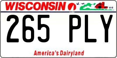 WI license plate 265PLY