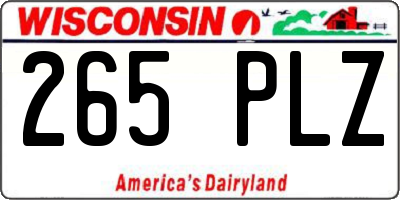 WI license plate 265PLZ