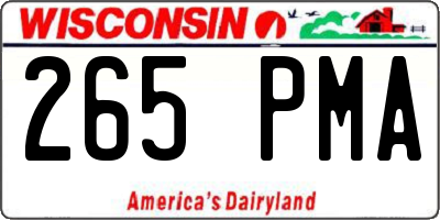 WI license plate 265PMA