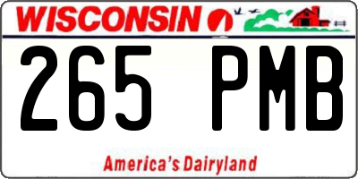 WI license plate 265PMB