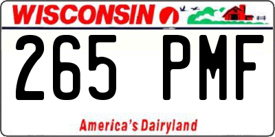 WI license plate 265PMF