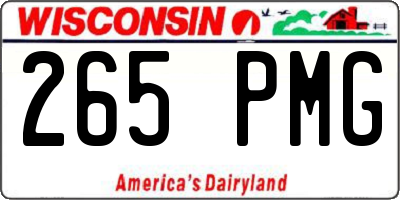 WI license plate 265PMG