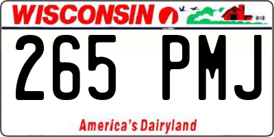 WI license plate 265PMJ
