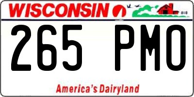 WI license plate 265PMO