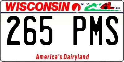 WI license plate 265PMS