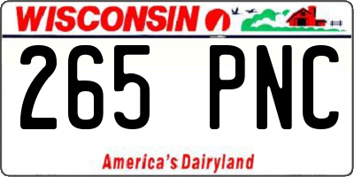 WI license plate 265PNC