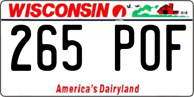WI license plate 265POF