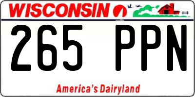 WI license plate 265PPN