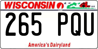 WI license plate 265PQU