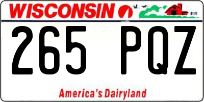 WI license plate 265PQZ