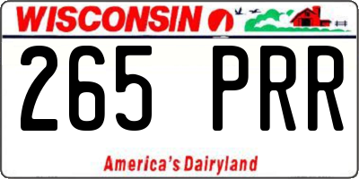 WI license plate 265PRR