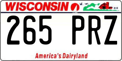 WI license plate 265PRZ