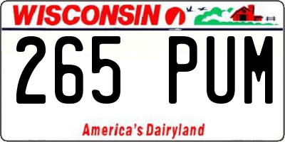 WI license plate 265PUM