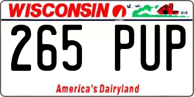 WI license plate 265PUP