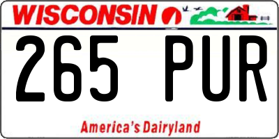 WI license plate 265PUR