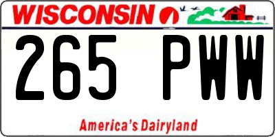 WI license plate 265PWW