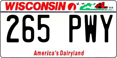 WI license plate 265PWY