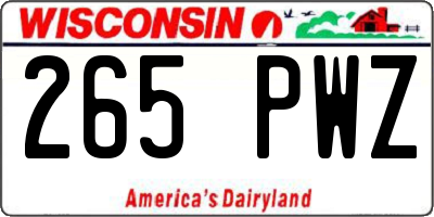 WI license plate 265PWZ