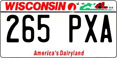 WI license plate 265PXA