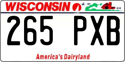 WI license plate 265PXB