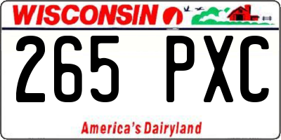 WI license plate 265PXC