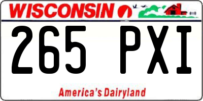 WI license plate 265PXI