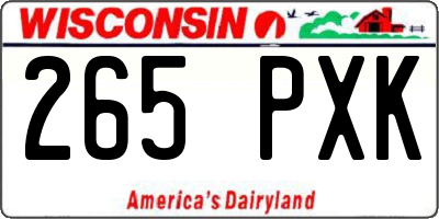 WI license plate 265PXK