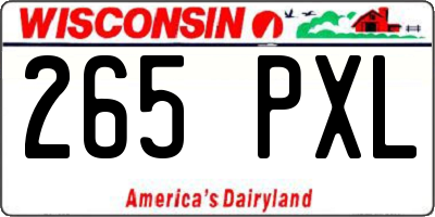 WI license plate 265PXL