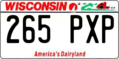 WI license plate 265PXP