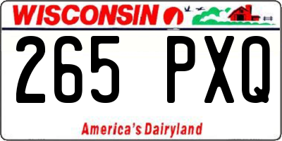 WI license plate 265PXQ