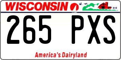 WI license plate 265PXS