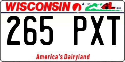 WI license plate 265PXT
