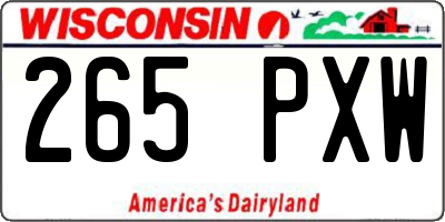 WI license plate 265PXW