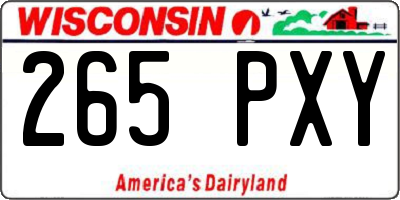 WI license plate 265PXY