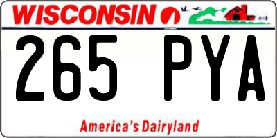 WI license plate 265PYA