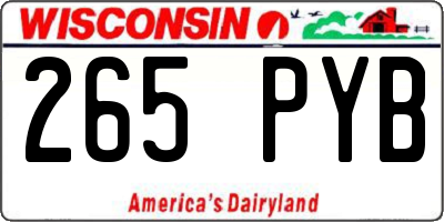 WI license plate 265PYB