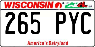 WI license plate 265PYC