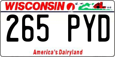 WI license plate 265PYD