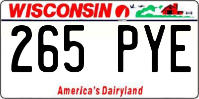 WI license plate 265PYE