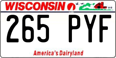 WI license plate 265PYF