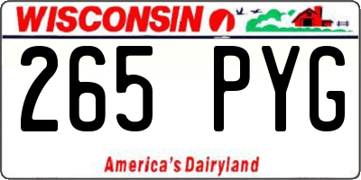 WI license plate 265PYG