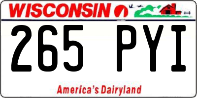 WI license plate 265PYI