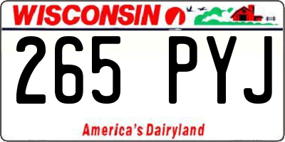 WI license plate 265PYJ