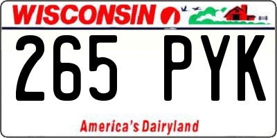 WI license plate 265PYK